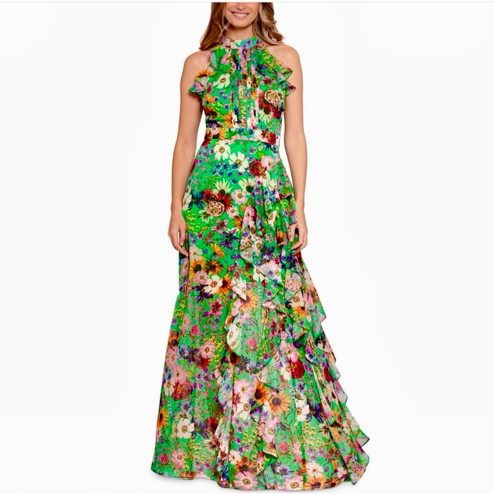 Betsy & Adam Floral Halter Maxi Dress